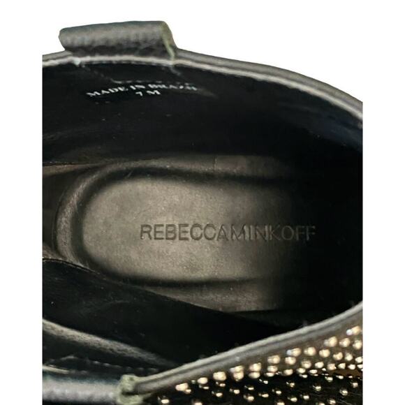 Rebecca Minkoff Sierra Studded Boots Size 7 Black Leather Heeled Bootie Edgy - Picture 9 of 13